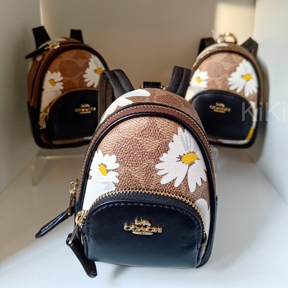 Coach Mini Court Backpack Bag Charm In Signature Canvas With Floral Print CZ602 - Picture 7 of 14